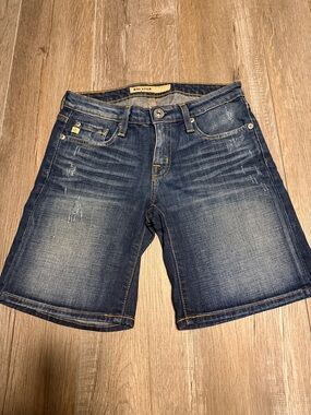 Big Star Denim Shorts in Blue with Yellow Stitching